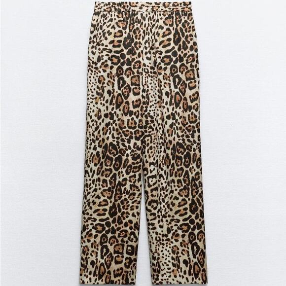 ZARA ANIMAL PRINT STRAIGHT LEG PANTS - Picture 5 of 7